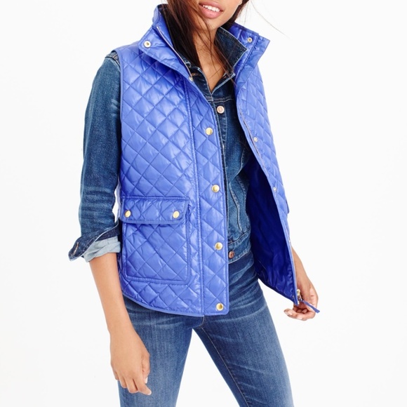 J. Crew Jackets & Blazers - J. Crew Orange Shiny Quilted Field Puffer Vest M